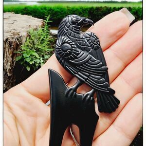 Raven Hair Prong Styling Pins Black Wicca Witch Stick Whimsical Goth Bird Crow